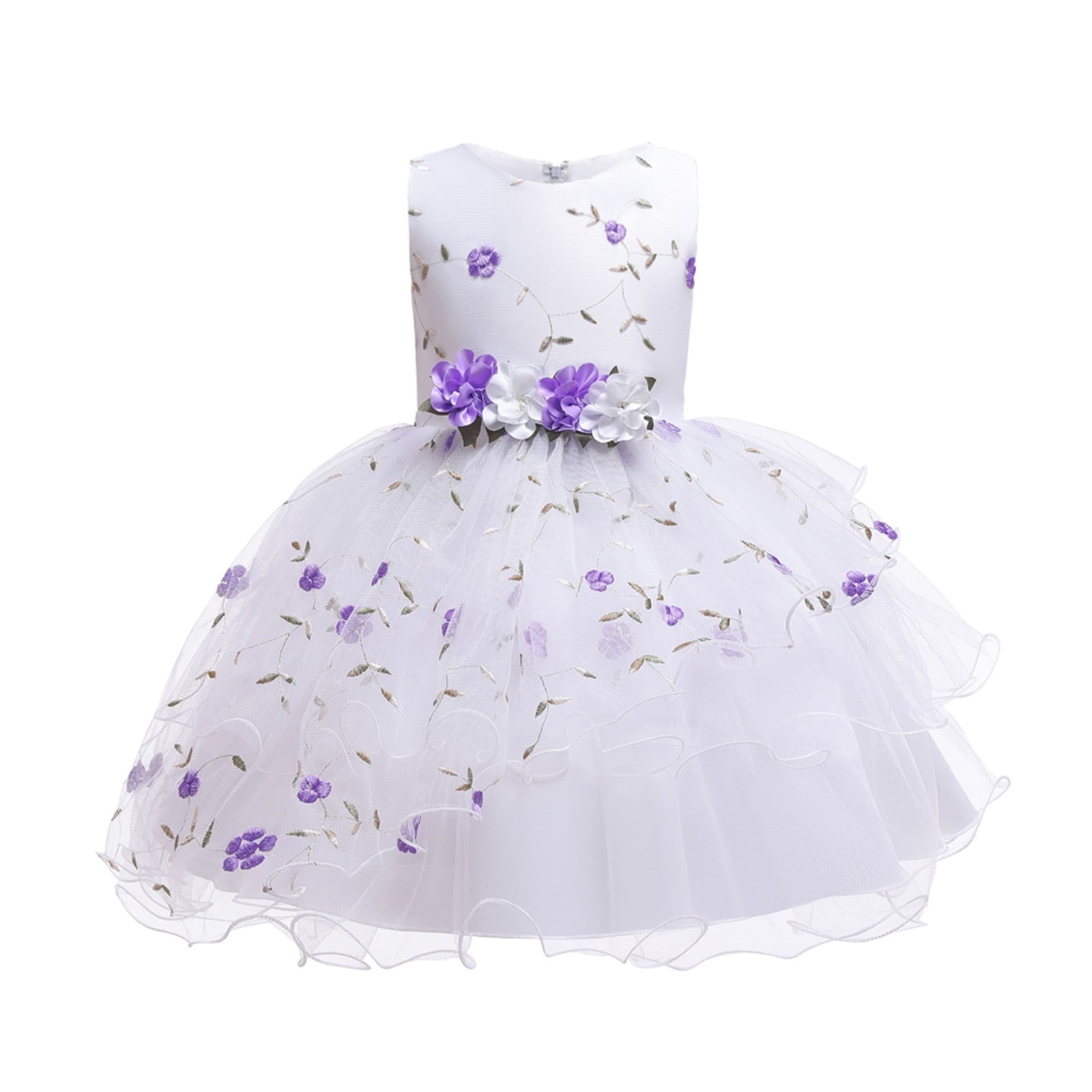 ZHUASHUM flower girl dresses Prom Outfits Sleeveless Gown Tulle Dress  Embroidered Kid Floral Children Dresses easter clothes ,Size:8-9 Years -  Walmart.com, image size:1600x1600