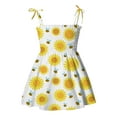 thumbnail image 1 of ZHUASHUM flower girl dresses for wedding Sleeveless Casual Beach Clothes Baby Summer Girls Dresses Kids Strap Toddler Skirt easter dresses Yellow,Size:3-4 Years, 1 of 3