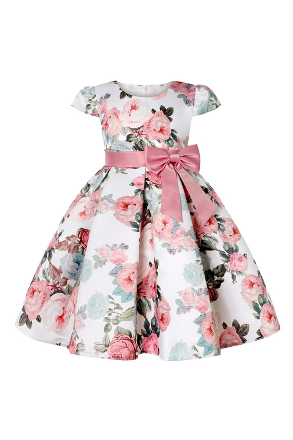 girls' dresses Toddler Kids Girls Floral Flowers Prints Short Sleeves Beach Straps Dress easter clothes Pink,Size:3-4 Years