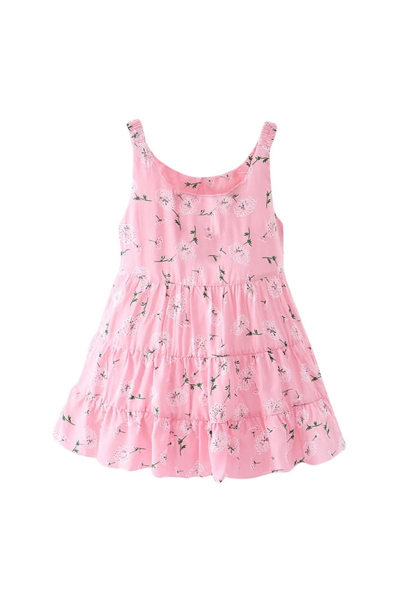 girls dresses Toddler Kids Girls Floral Flowers Sleeveless Beach Straps Dress easter clothes Pink,Size:4-5 Years