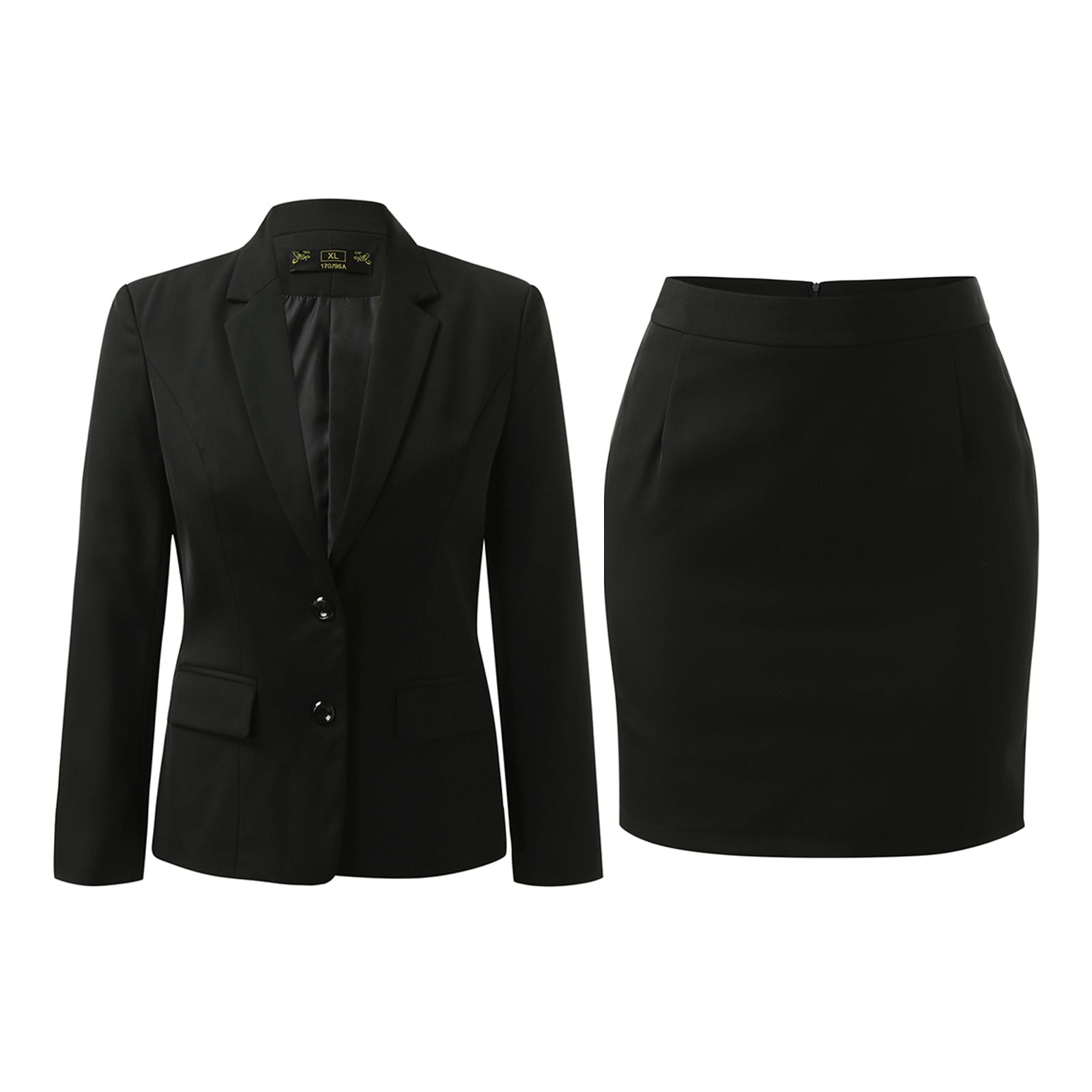 ZHUASHUM pleated Skirts for women Piece Suit Lady Button