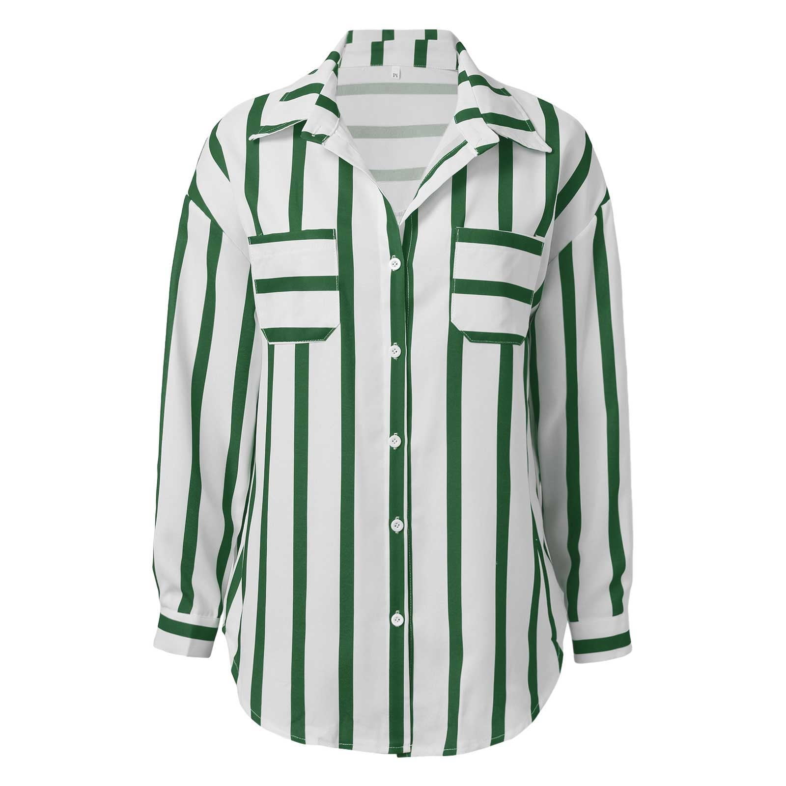 ZHUASHUM sweatshirt for women Fashion Mid Length Vertical Striped Multi  Color Shirt Coat Casual Loose Top,XXL Green - Walmart.com