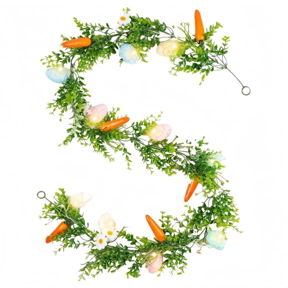 ZHUER Easter Garland, Easter Decorations For Home, 6ft (70.87 in) Artificial Easter Garland, with Easter Eggs & Carrots, Easter Decor For Indoor Outdroor Wall Home Mantel & Party