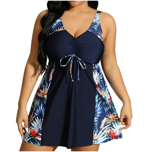 ZHUGeLI 2024 Two Piece Plus Size Tankini Swimsuits for Women Sexy Trendy Flowy Bathing Suits with Shorts Tummy Bathing Suit Swimwear