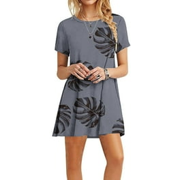 ワンピース Hashtag DDD Casual Cotton Gray Short Sleeve T-Shirt Dress Deago Women's Sundress Short Sleeve Casual T-shirt Dress