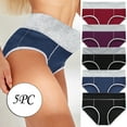 thumbnail image 1 of ZHUGeLI 5Pc Women's Patchwork Cotton Underwear Mid Waist Stretch Briefs Soft Underpants Ladies Full Coverage Panties 5 Pack(Different Colors ), 1 of 9