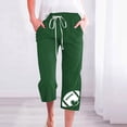 thumbnail image 1 of ZHUGeLI Beach Pants for Women Cute Floral Print Capri Pants Women Summer Casual Cropped Pants Elastic Drawstring Waist Vacation Beach Pants Pocket Drawstring Capri Joggers Hiking Pants Lounge Pants, 1 of 3