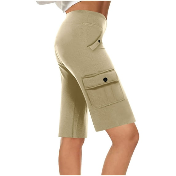 ZHUGeLI Bermuda Shorts for Women Knee Length Summer Long Shorts Cotton Casual Lounge Athletic