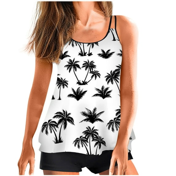 ZHUGeLI Blouson Tankini Swimsuits for Women 2 Piece Bathing Suits Tops with Boyshorts Modest Loose Fit Swimwear