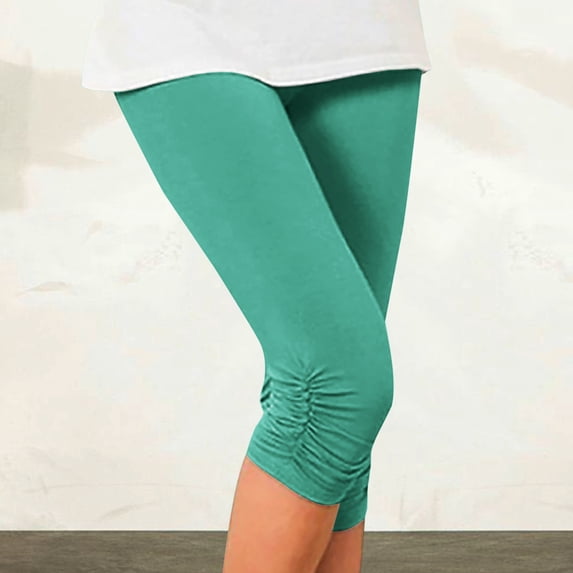 ZHUGeLI Capri Pants for Women Summer High Waisted Solid Color Capris Matching Slim Fitting Yoga Gym Pants Tummy Control Leggings on Clearance