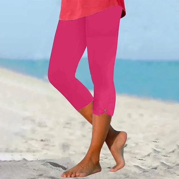 ZHUGeLI Capri Pants for Women's Summer High Waisted Solid Color Capris Matching Slim Fitting Yoga Gym Pants Tummy Control Leggings on Clearance