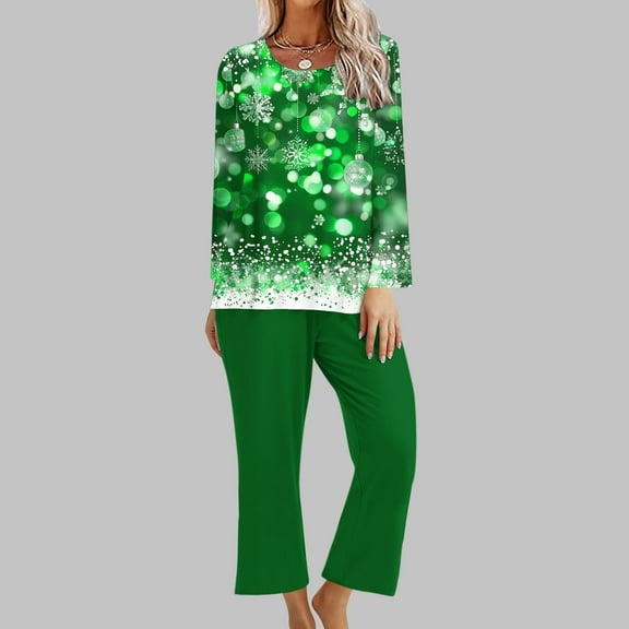 ZHUGeLI Christmas Pajamas for Women Set Soft Sleepwear Fall Long Sleeve Top With Pants Comfy 2 Piece Pjs Loungewear