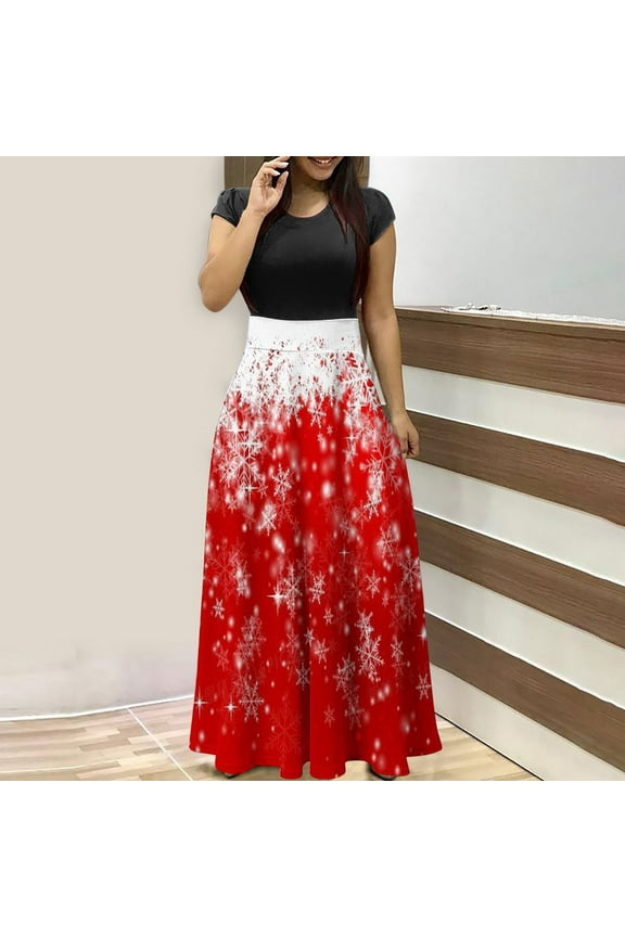 Dresses for Women Casual Short Sleeve Knee Length Retro A Line Flared Swing formal Prom Long Casual Dresses for
