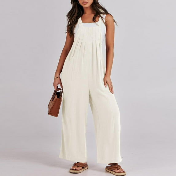 ZHUGeLI Fashion Women Casual Cold Shoulder Jumpsuit Solid Suspender Jumpsuits Wide Pocket Leg Pant Up to 50% off Clearance