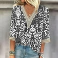 thumbnail image 1 of ZHUGeLI Fashion Women's Summer V-Neck 3/4 Sleeve Lace Print Casual T-shirt Blouse Up to 50% off, 1 of 5
