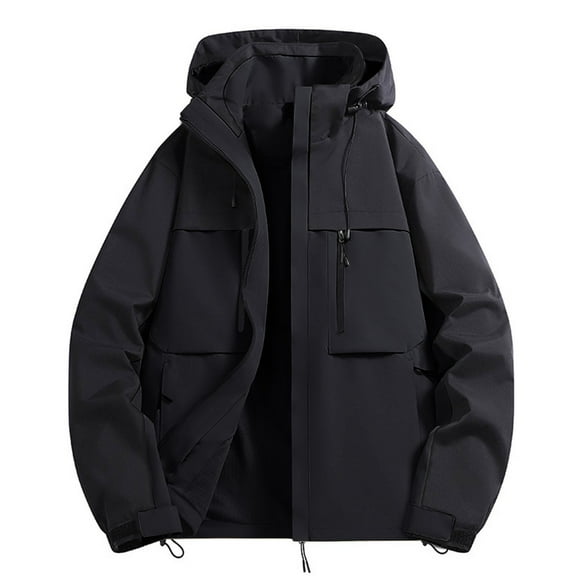ZHUGeLI Jackets for Men Patchwork Zipper Pocket Windproof Waterproof Outdoor Jacket
