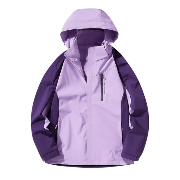 ZHUGeLI Jackets for Women New Outdoor Workwear Loose Trendy Hooded Patchwork Jacket Outdoor Jacket