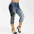 thumbnail image 1 of ZHUGeLI Leggings for Women'sFashion Lace Panel Denim Leggings Summer Capris Leggings Jeggings Comfy Leggings on Clearance, 1 of 4