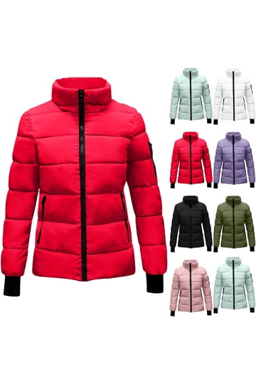 Womens Puffer Jackets in Womens Coats | Red - Walmart.com