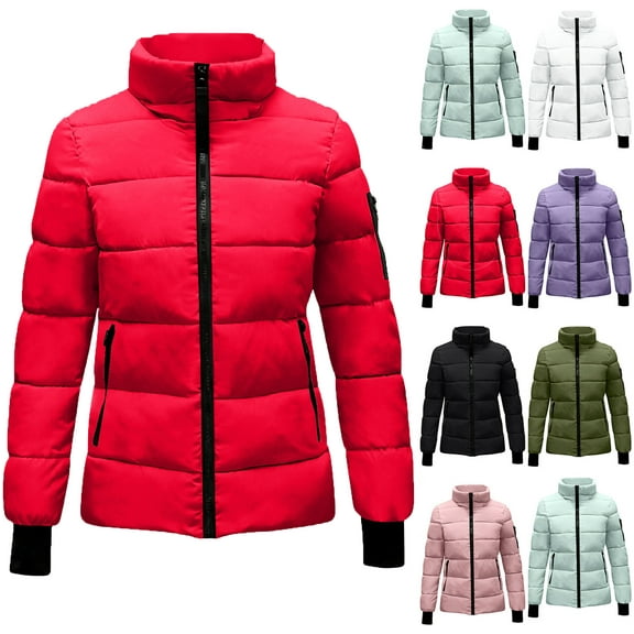 ZHUGeLI Lightweight Down Coat for Women Winter Warm Hooded Puffer Jackets Plus Size Zip Up Long Sleeve Thermal Outerwear