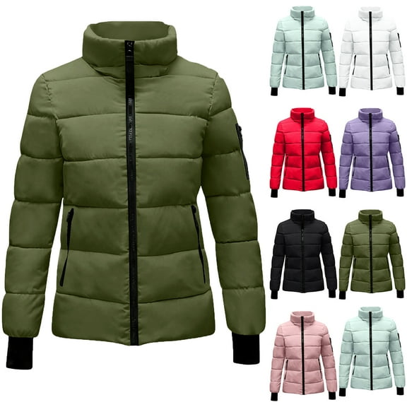 ZHUGeLI Lightweight Down Coat for Women Winter Warm Hooded Puffer Jackets Plus Size Zip Up Long Sleeve Thermal Outerwear