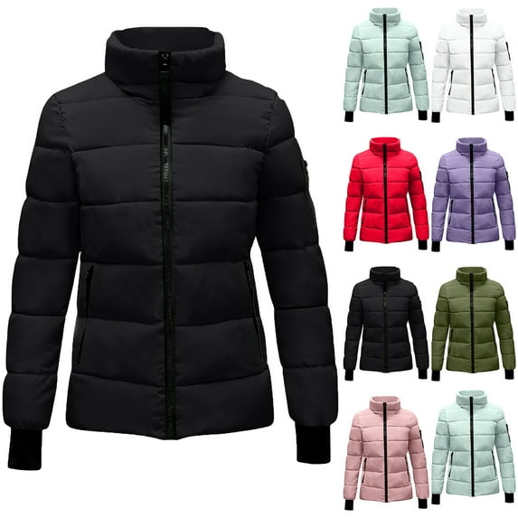 ZHUGeLI Lightweight Down Coat for Women Winter Warm Hooded Puffer Jackets Plus Size Zip Up Long Sleeve Thermal Outerwear