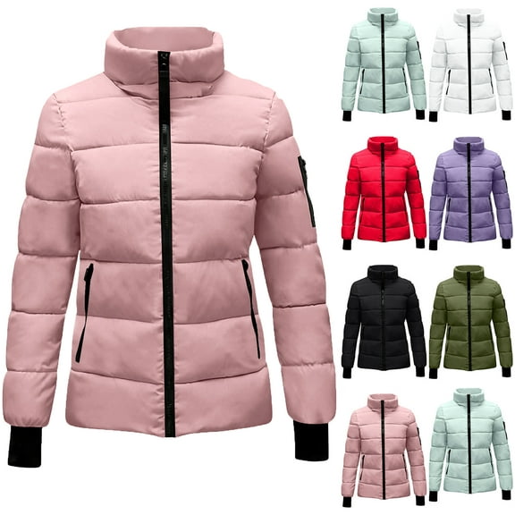 ZHUGeLI Lightweight Down Coat for Women Winter Warm Hooded Puffer Jackets Plus Size Zip Up Long Sleeve Thermal Outerwear