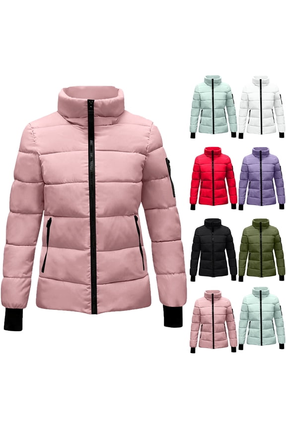 Lightweight Down Coat for Women Winter Warm Hooded Puffer Jackets Plus Size Zip Up Long Sleeve Thermal Outerwear