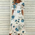 thumbnail image 1 of ZHUGeLI Long Dresses for Women 2024 Casual Summer Fashion Short Sleeve T Shirts Dress Boho Beach Vacation Floral Print Cute Sundress, 1 of 5