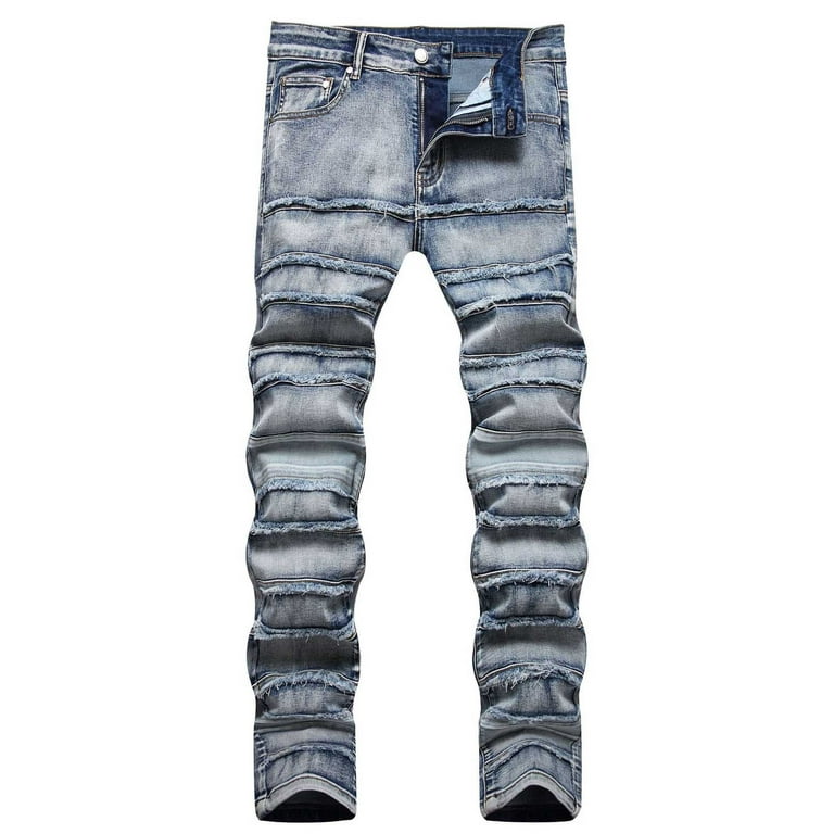 ZHUGeLI Men's Biker Moto Skinny Fit Stretch Fashion Hip Hop Washed