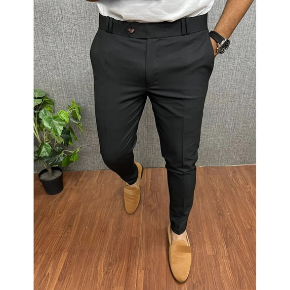 ZHUGeLI Men's Casual Slim Fit Dress Pants Flat-Front Stretch Skinny Long Pants Stylish Business Golf Dress Pants