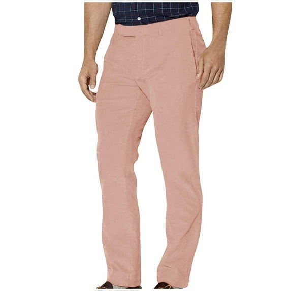 ZHUGeLI Men's Cotton Linen Dress Pants Casual Lightweight Flat-Front Stretch Chino Pants Business Slim Fit Trousers for Men