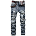 thumbnail image 1 of ZHUGeLI Men's Jeans Slim Fit Ripped Straight Leg Distressed Fashion Denim Pants, 1 of 9
