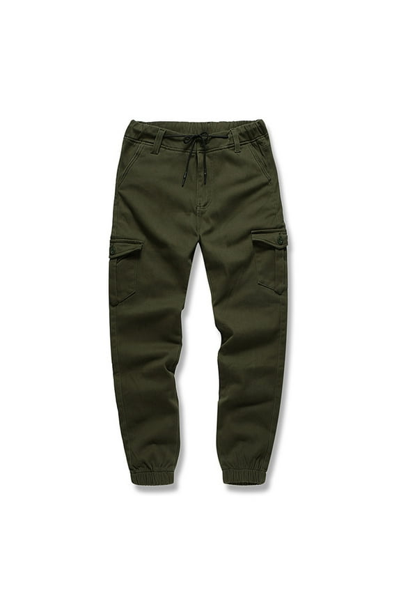 Men's Multi-Pocket Military Combat Ripstop Jogger Cargo Pants with Rib Cuff
