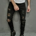 thumbnail image 1 of ZHUGeLI Men's Slim Fit Stretch Jeans Ripped Skinny Jeans for Men, Distressed Straight Leg Streetwear Comfort Male Pants, 1 of 8