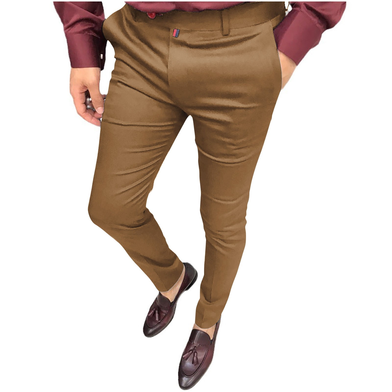 ZHUGeLI Mens Dress Pants Slim Fit Casual Formal Skinny Stretch Business Pant  Golf Pants - Walmart.com