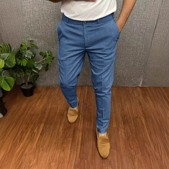 ZHUGeLI Mens Dressy Pants 2024 Slim Casual Pants Flat Front Stretch Tapered Pants Work Office Fall Fashion Trousers Pockets