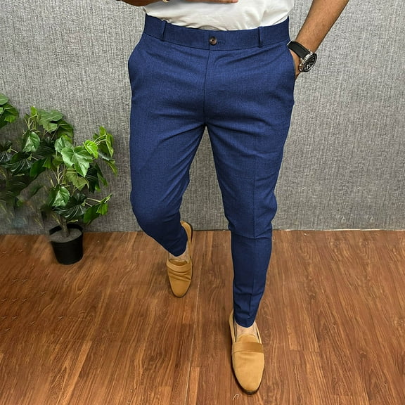 ZHUGeLI Mens Dressy Pants 2024 Slim Casual Pants Flat Front Stretch Tapered Pants Work Office Fall Fashion Trousers Pockets