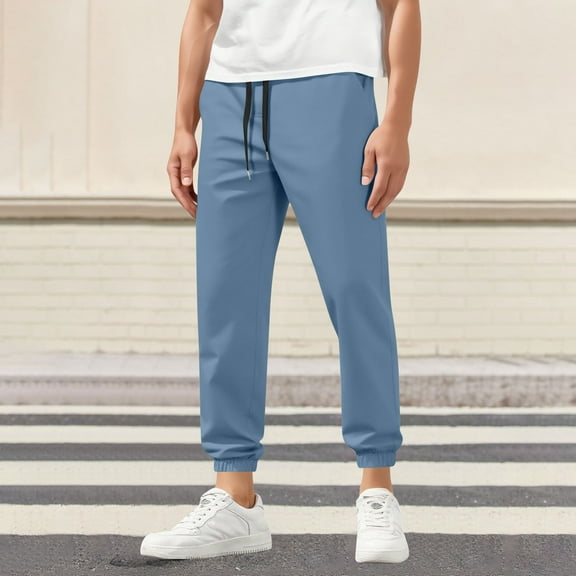 ZHUGeLI Plus Size Mens Joggers with Pockets Fashion Base Solid Color Pocket Casual Jogger Long Pants Navy XL