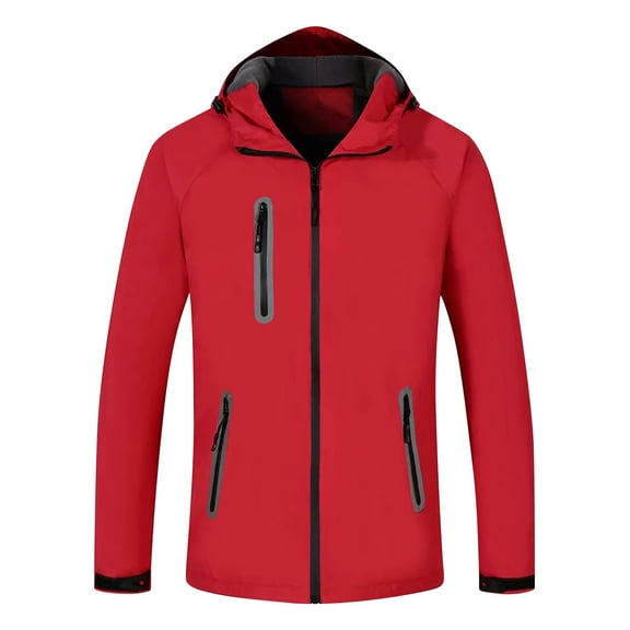 ZHUGeLI Puffer Jacket Men Patchwork Waterproof Drawstring Pocket Hooded Outdoor Jacket Jacket
