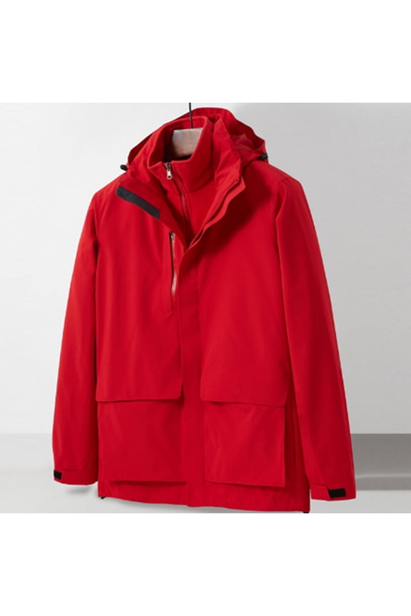 Rain Jacket Women Plus Size Winter Three-in-one Detachable Down Liner Windproof Fleece Thickened Outdoor Jacket Two-Piece Set