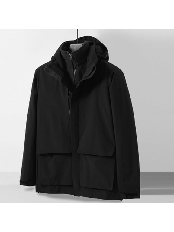 Rain Jacket Women Plus Size Winter Three-in-one Detachable Down Liner Windproof Fleece Thickened Outdoor Jacket Two-Piece Set