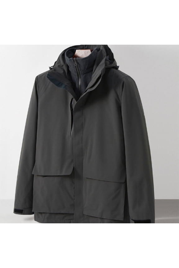 Rain Jacket Women Plus Size Winter Three-in-one Detachable Down Liner Windproof Fleece Thickened Outdoor Jacket Two-Piece Set