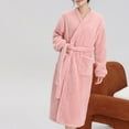 thumbnail image 1 of ZHUGeLI Robes for Women's double sided thick Robe with pocket Autumn/Winter flannel long sleeve solid color can be worn outside the home robe nightgown, 1 of 8