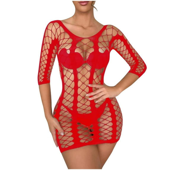 ZHUGeLI Sexy Lingerie for Women 1 Piece Lace Hollow Out Wrap Hip Mesh Bodysuit