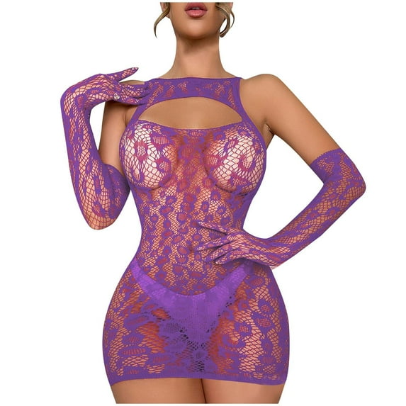 ZHUGeLI Sexy Lingerie for Women 1 Piece Lace Hollow Out Wrap Hip Mesh Bodysuit