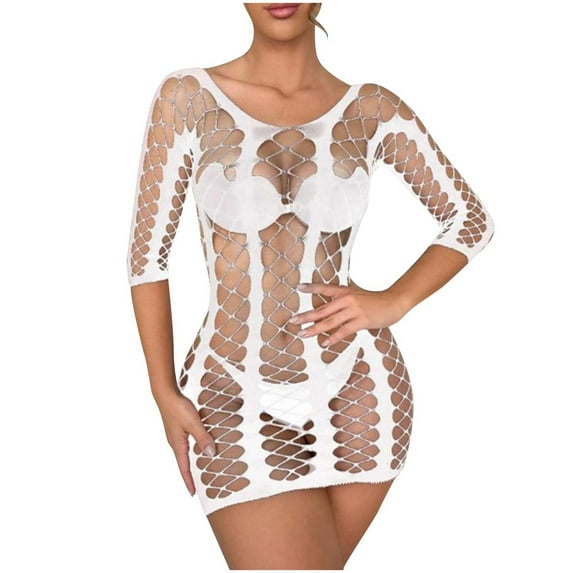 ZHUGeLI Sexy Lingerie for Women 1 Piece Lace Hollow Out Wrap Hip Mesh Bodysuit