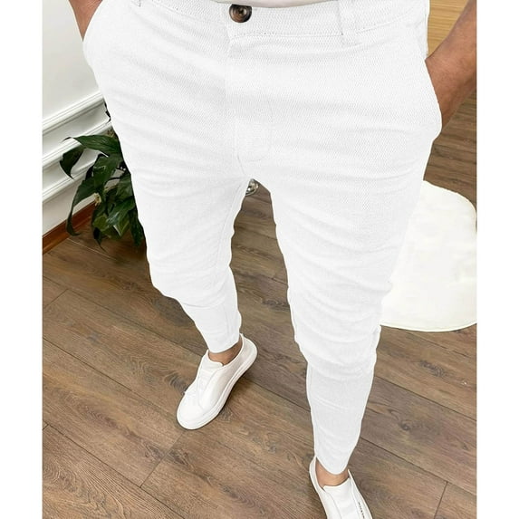 ZHUGeLI Skinny Dressy Pants Men Casual Stretch Pants Button down Fall Fashion Going out Slacks Work Office Trosuers Pockets