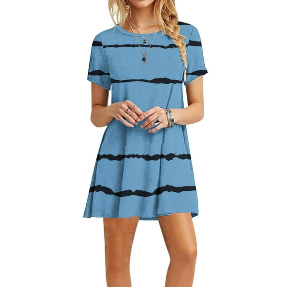ZHUGeLI Summer Dresses for Women Beach Summer Casual Dresses Short Sleeve Summer Dresses Casual T Shirt Dresses Beach Skirts