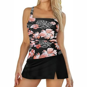 ZHUGeLI Tankini Swimsuits for Women 2024 Vintage Tummy Control Two Piece Bathing Suits Push Up Swim Top with Shorts Sexy Swimdress